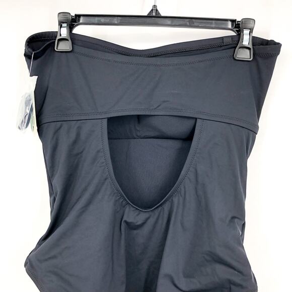 TOMMY BAHAMA Palm Modern Bandeau One Piece Swimsuit Size 8 Black Cut Out NWT - Picture 8 of 10